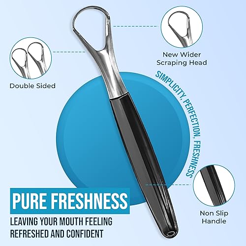 Miniatura 4 de Limpiador de lengua, raspador de lengua para curar el mal aliento, limpiador de lengua de acero inoxidable, raspadores de lengua para adultos y