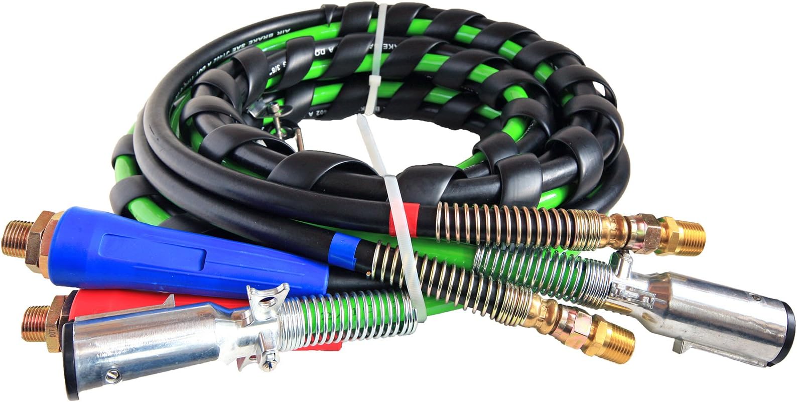 ROAD KING 3 IN 1 WRAP - 7 WAY TRUCK AND TRAILER ELECTRIC CORD CABLE ABS & AIR LINE HOSE ASSEMBLY, 15' WORKING LENGTH
