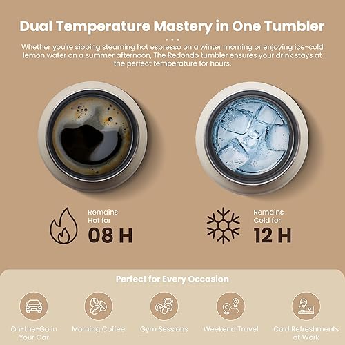 Miniatura 6 de Quiksilver Redondo - Taza de viaje de acero inoxidable aislada al vacío de 21 onzas, taza de café reutilizable o botella de agua con tapa a prueba