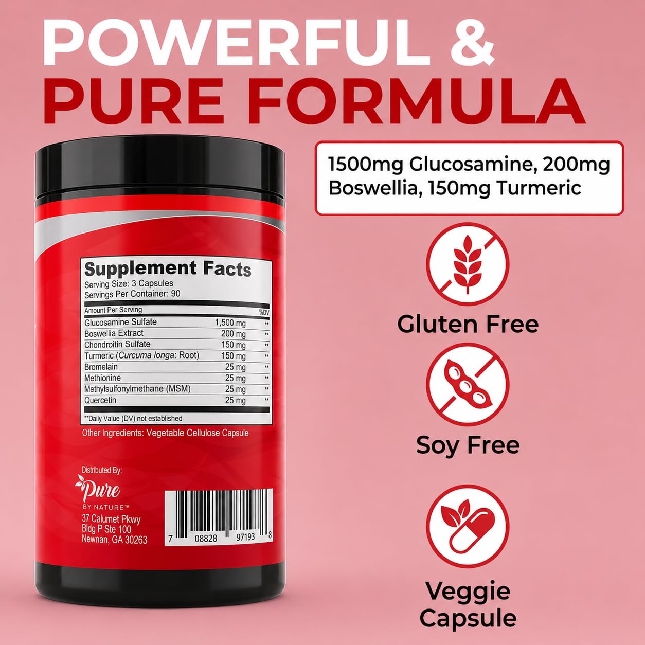 Pure By Nature Joint Support Supplement Glucosamine Chondroitin MSM 90 Days — Amazon image 4