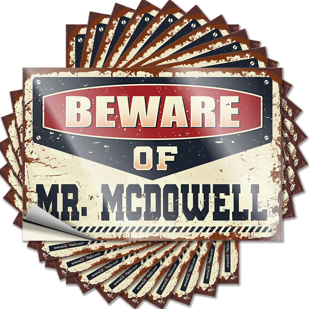Stickers Vintage Room Decor Aesthetic Peel and Stick - Beware of Mr. Mcdowell Accessories Golden Waterproof Vinyl for Bike(12X18CM)