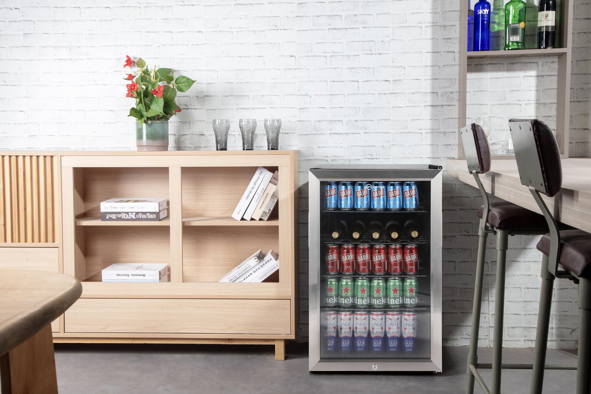 Subcold Super115 LED - Under-Counter Fridge | 115L Beer, Wine & Drinks Fridge | LED Light + Lock and Key | Energy Efficient (Stainless Steel, 115L) — view 2