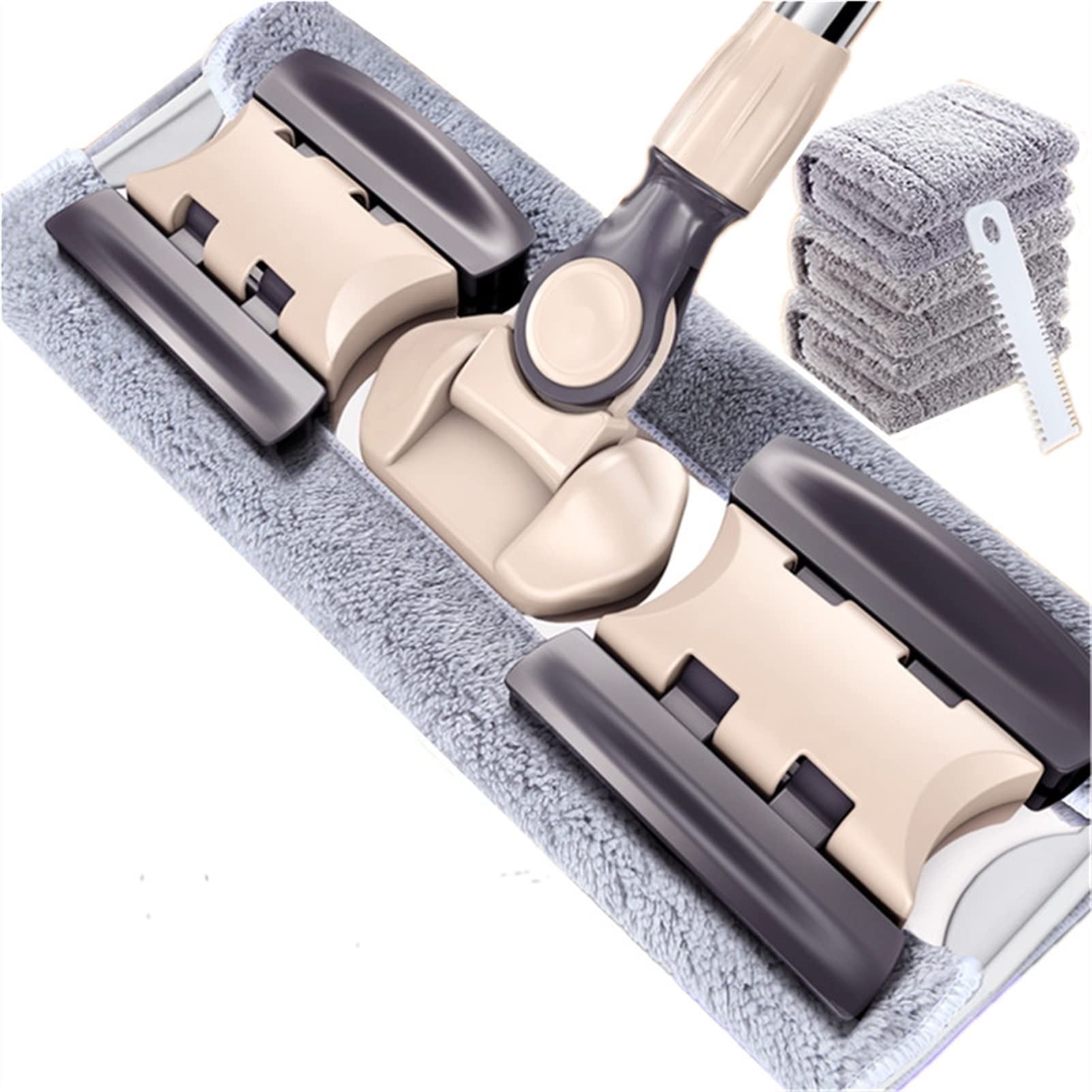 Fregar Piso de Madera de mop Microfibra Plana Perezosa MOP- 2 Telas/Almohadillas de mops Planas Reutilizables Lavables y Reutilizables, for Limpieza de Piso húmedo o seco Trapeador de Piso