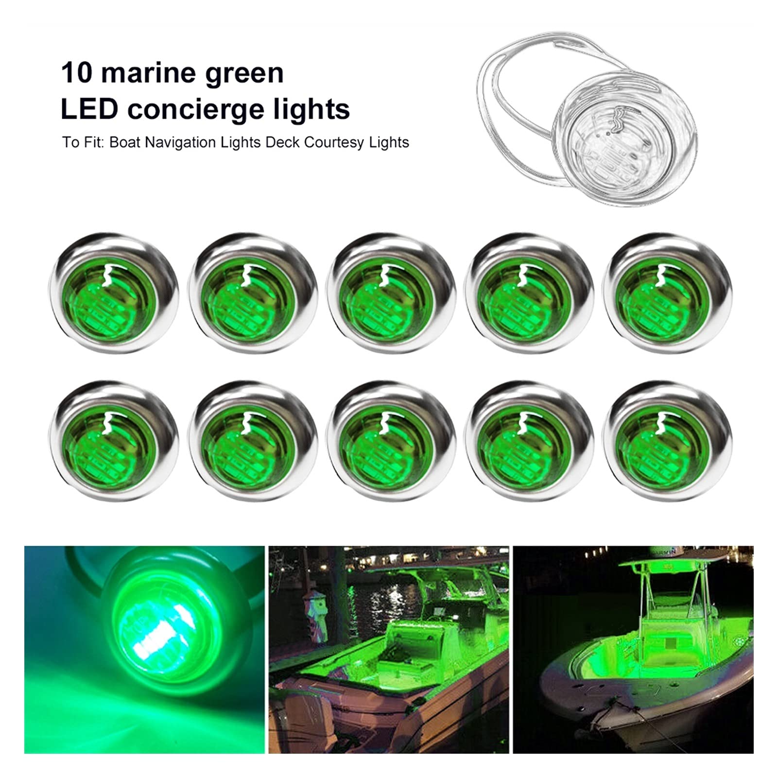 Luci di Navigazione 1.2V-DC 1 0pcs.GUIDATO Lampada da Barca Marina Impermeabile 3 GUIDATO Deck Luce di Cortesia 3/4"di Navigazione Rotondo Blu Barca Illuminazione Interni