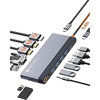 NOVOO USB C Quad Display Docking Station 14 in 1 Dual Monitor Laptop Multiport Adapter