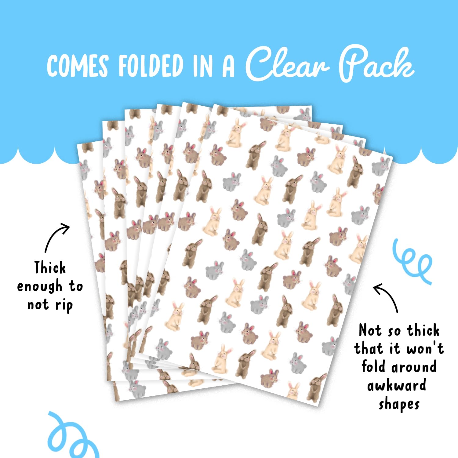 CENTRAL 23 Rabbit Gift Wrap - 6 Sheets Pink Bunny Paper With Stickers For Birthdays & Easter