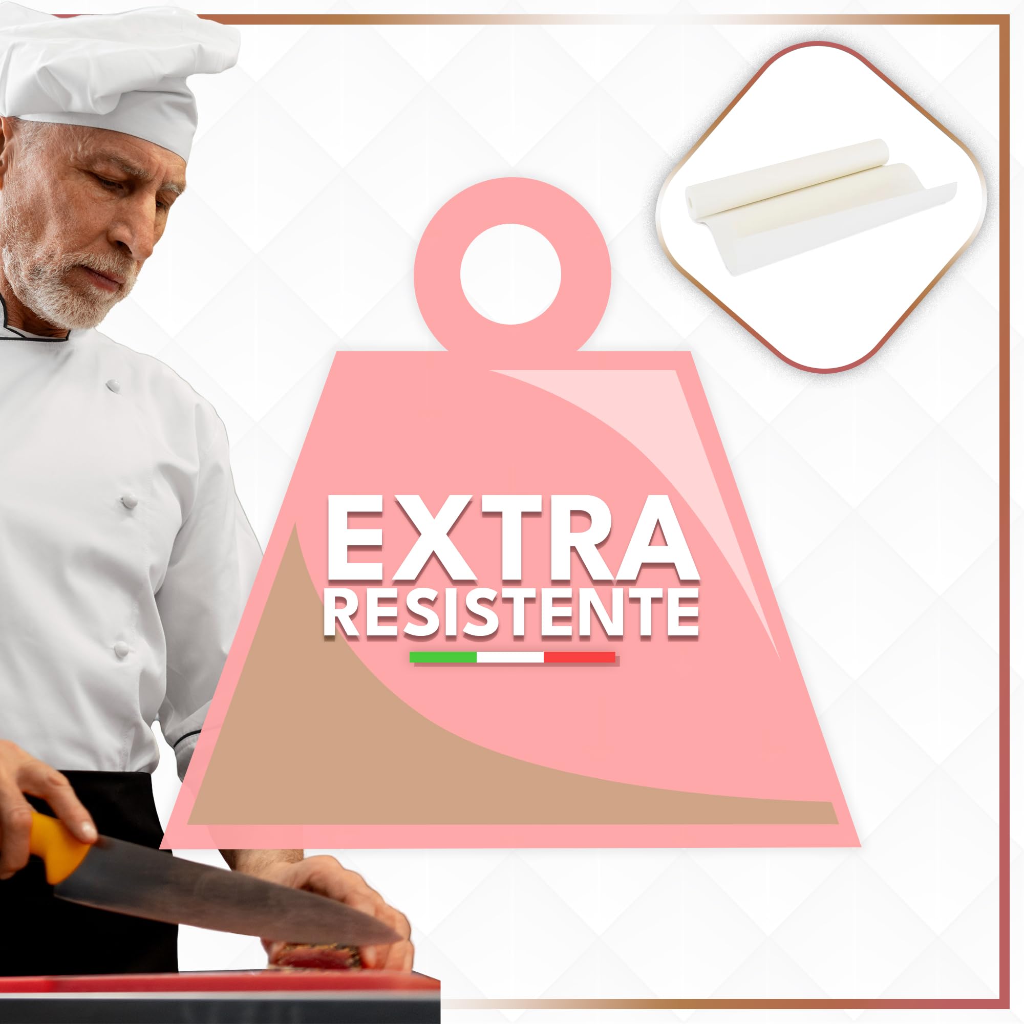 Sicignano Casalinghi Set 3 Rotolo Carta Forno Antiaderente Resistente per Forno e Frigo - Ideale per Dolci Pizza Pane Cottura Senza Grassi, Uso Professionale, Grandi Quantità (40cm x 50mt)