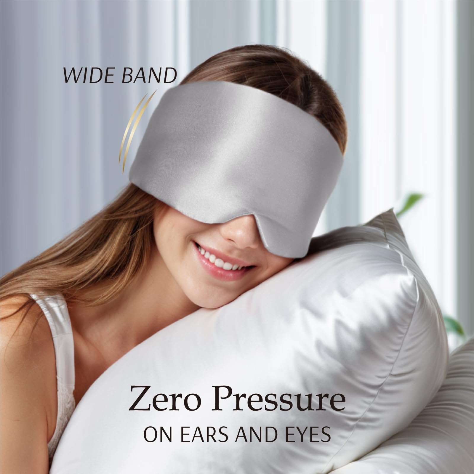 Zenssia Antifaz para dormir 100% seda de morera para hombre y mujer con diadema ajustable, máscara de dormir grande de tamaño completo y venda para los ojos para un oscurecimiento total para dormir