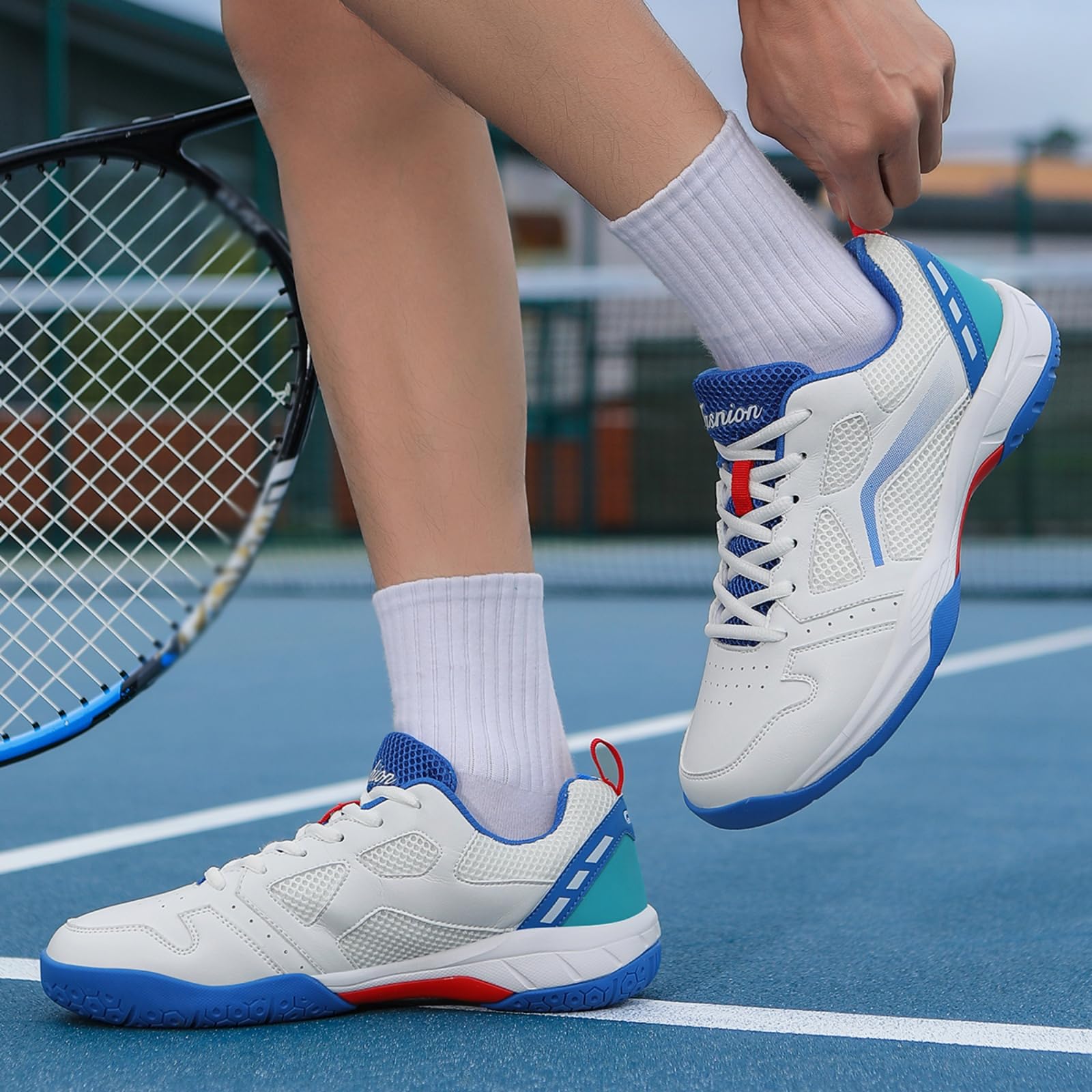 JiuQing Buty do badmintona buty do pickleballa buty do tenisa lekkie antypoślizgowe do treningu sportów rakietowych