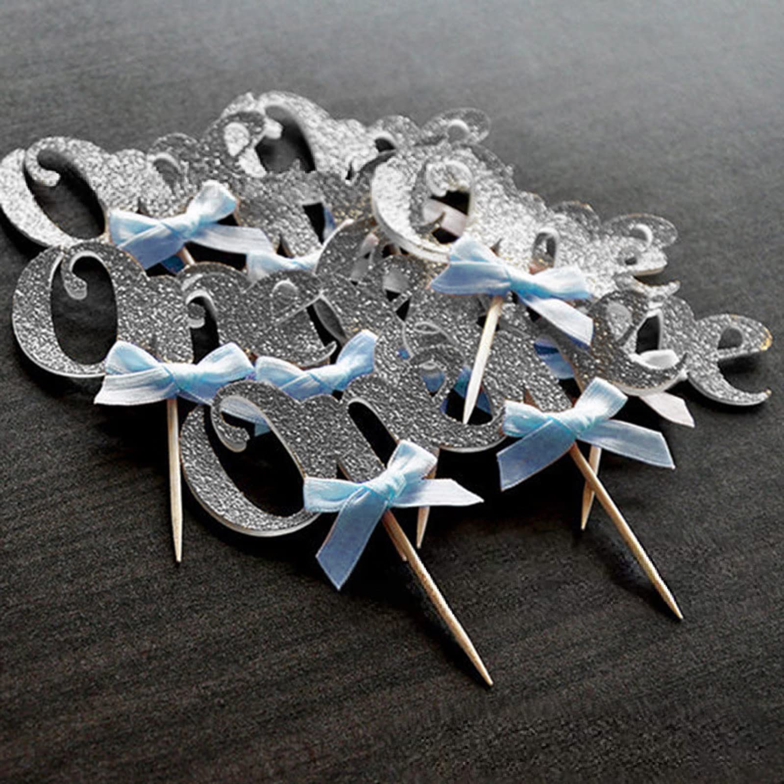 24 Toppers Per Cupcake Glitter Oro - Decorazioni Compleanno Numero 1 - Foto 10