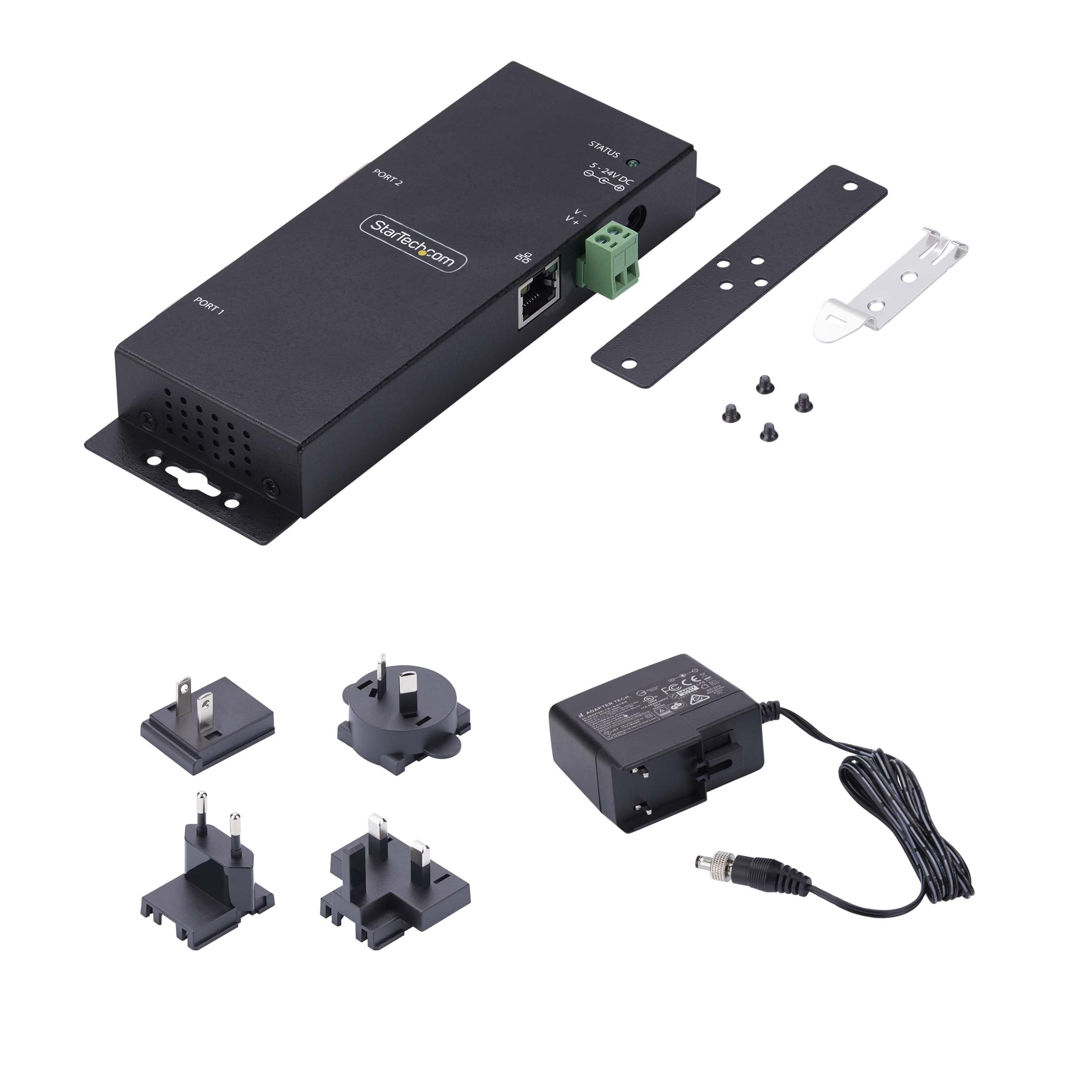 StarTech 2-Port Seriell auf Ethernet Adapter, RS232 (I23-SERIAL-ETHERNET) | Serial TCP IP Server, Konverter, Geräteserver, DB9, Wand DIN Montage