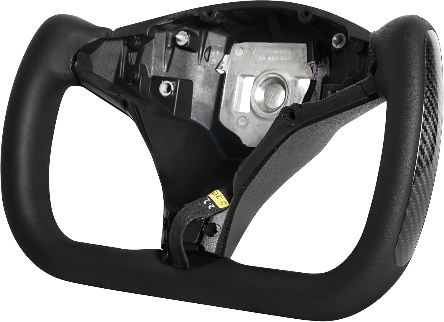 Yoke Steering Wheel for Tesla Model X 2016-2020,for Tesla Model S 2014-2020 Black Microfiber Leather with Side Glossy Carbon Fiber With Heating Function