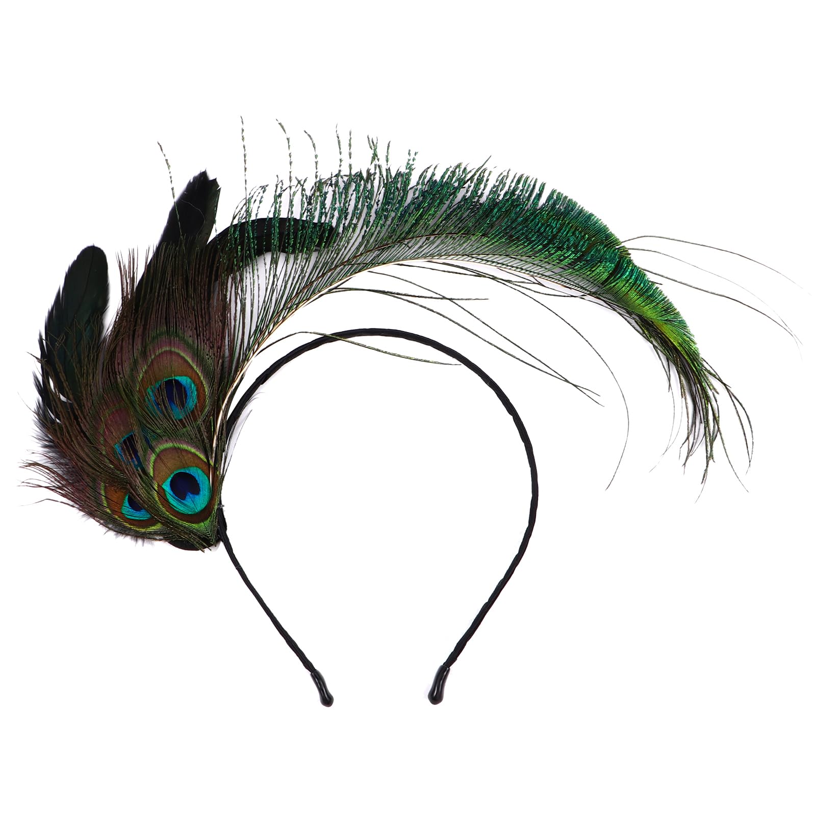 Arrderly Pfau Haarband Mit Feder-Ohrringen – Grün, 22x20 Cm, Für Hochzeit & Karneval