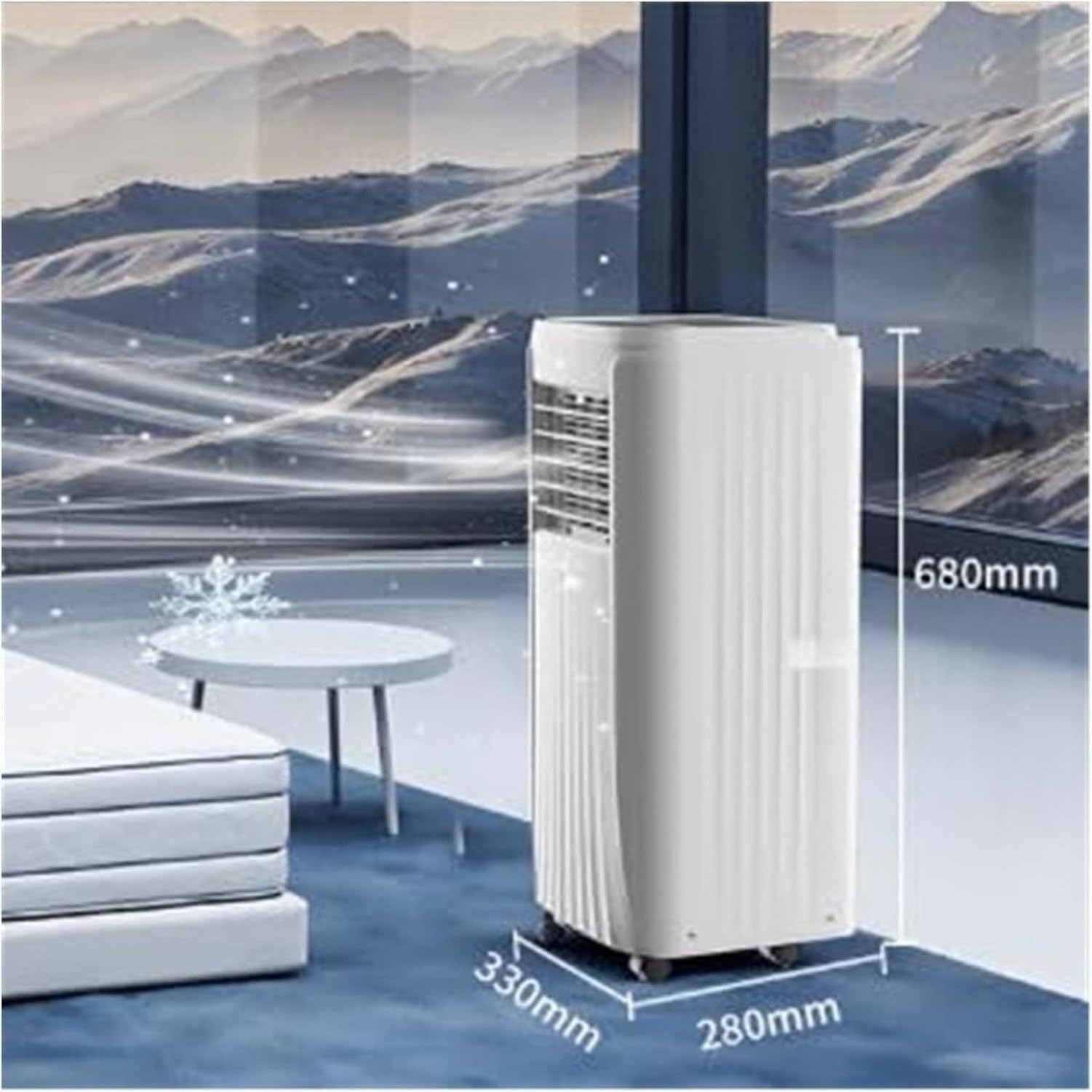HURUMA Aire Acondicionado Portátil 9000 BTU 3-en-1 Ventilador Deshumidificador para Dormitorio Oficina, Función Calor y Frío, Eficiencia Energética, Silencioso con Man, 9000btu, 9000BTU