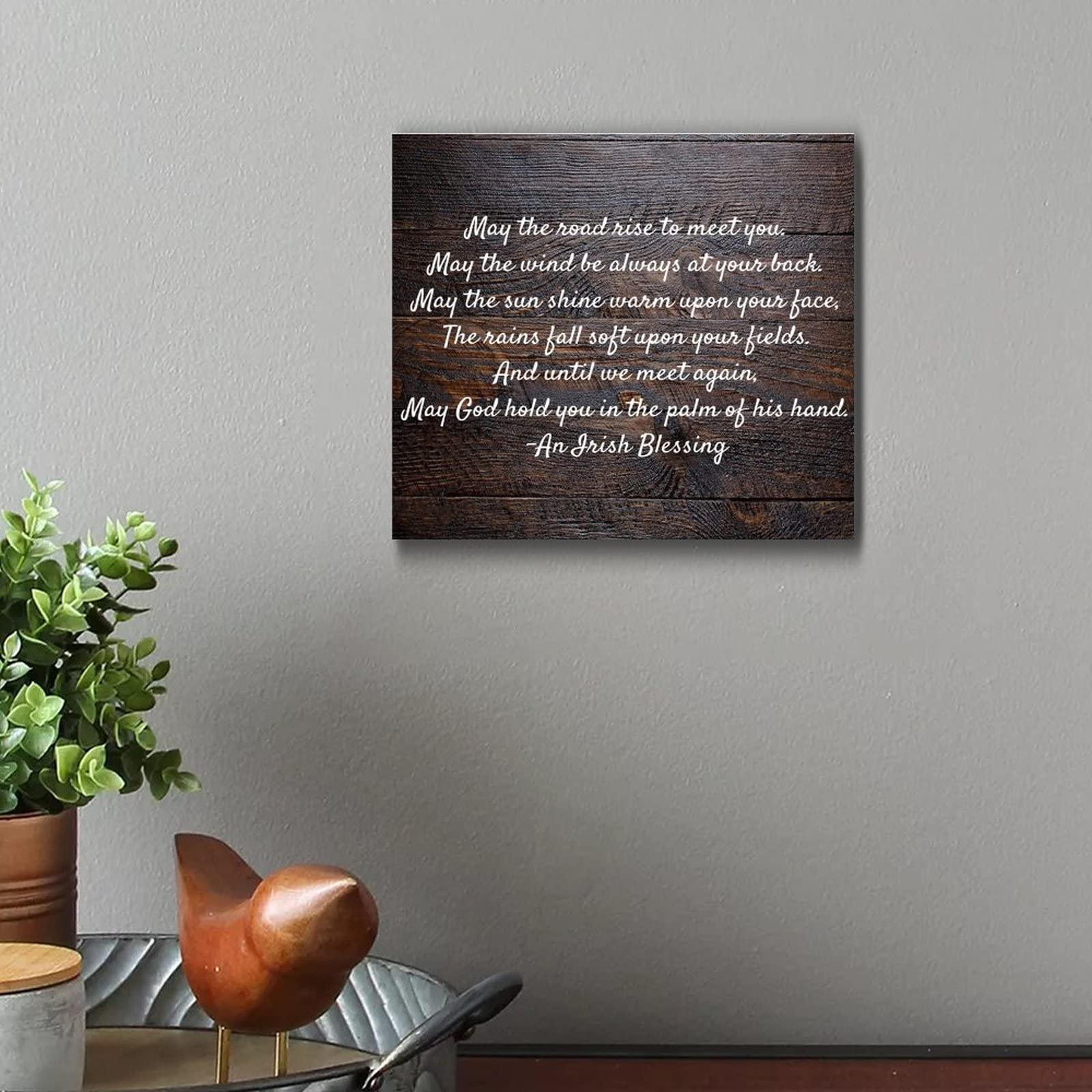 Wood Plaque May The Road Rise to Meet You Custom Wood Sign Wooden Wall Table Sign Inspirational Quote Farmhouse Style Girls Bedroom Sign 12x12in
