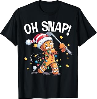 Oh Snap Funny Gingerbread Man Christmas Golfer Golf Lover T-Shirt