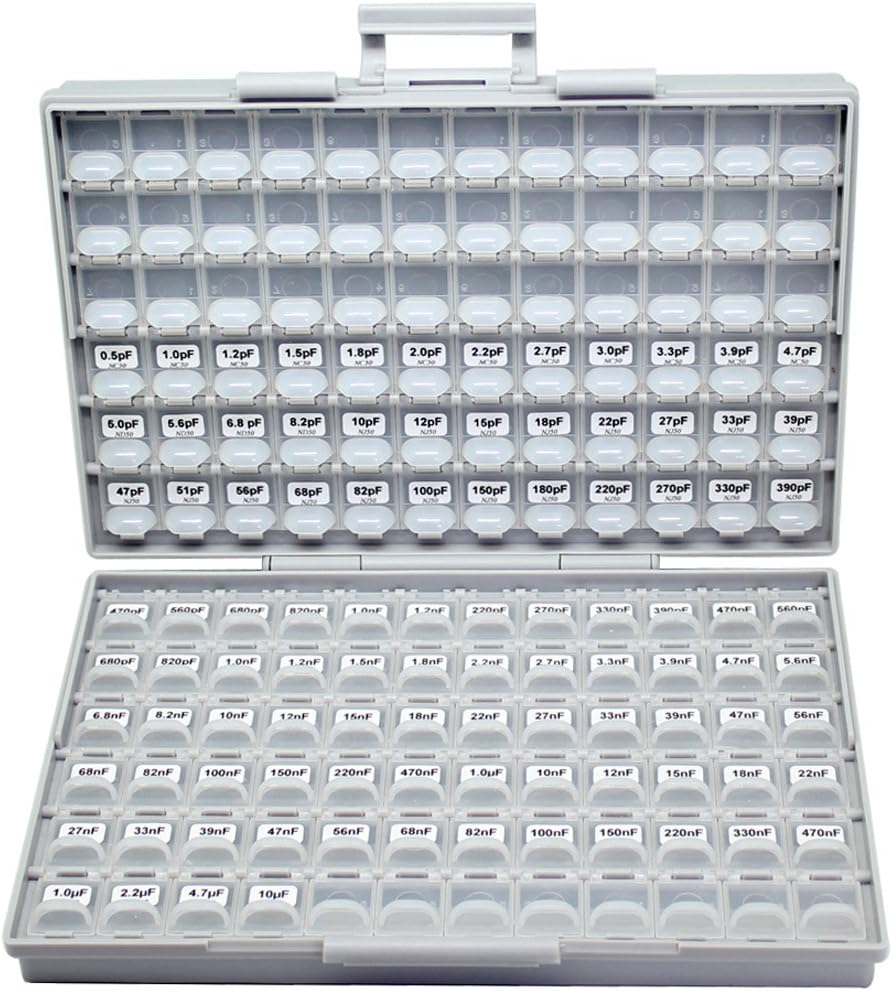 AideTek SMD 0603 capacitor kits 100 Values, 50pc/value 1% Sample Capacitor Kit Distributed in Box-all Enclosure Designer Kit NPO Y5v X7r free Tweezers 10uf 4.7uf
