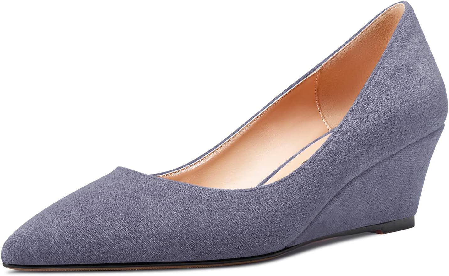 Aachcol Women Wedge Pumps Mid Heel Pointed Toe Slip-on Dress Shoes Wedding Party 2 Inch