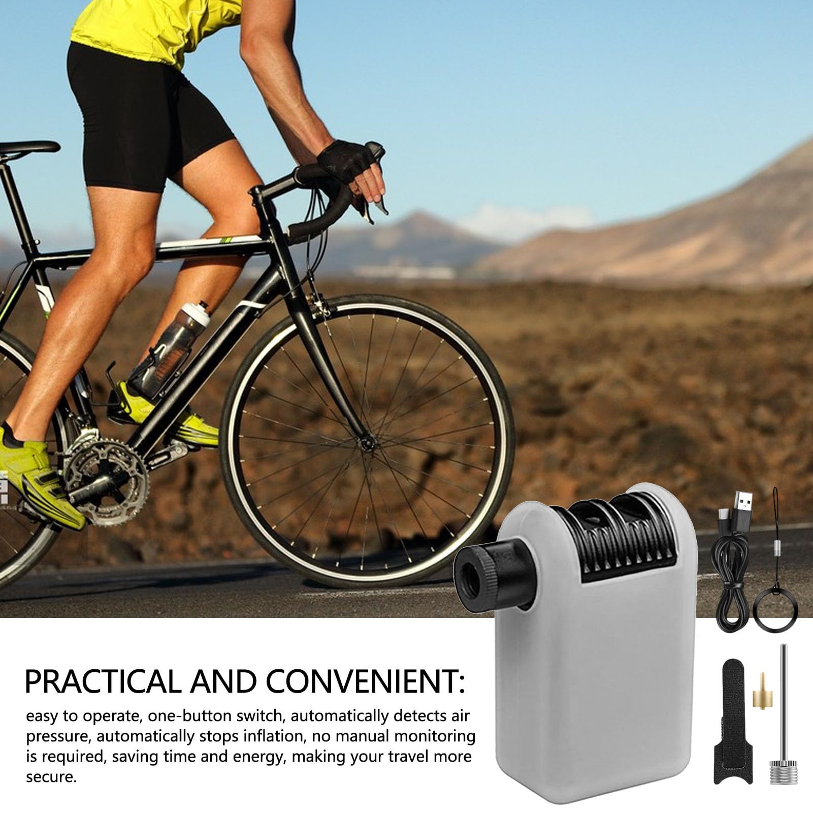 Inflador de Neumáticos para Bicicleta Compresor Eléctrico Miniaturizado | Bomba de Aire Compacta para Ruedas Para Con Motocicleta, Viajes, Exterior,