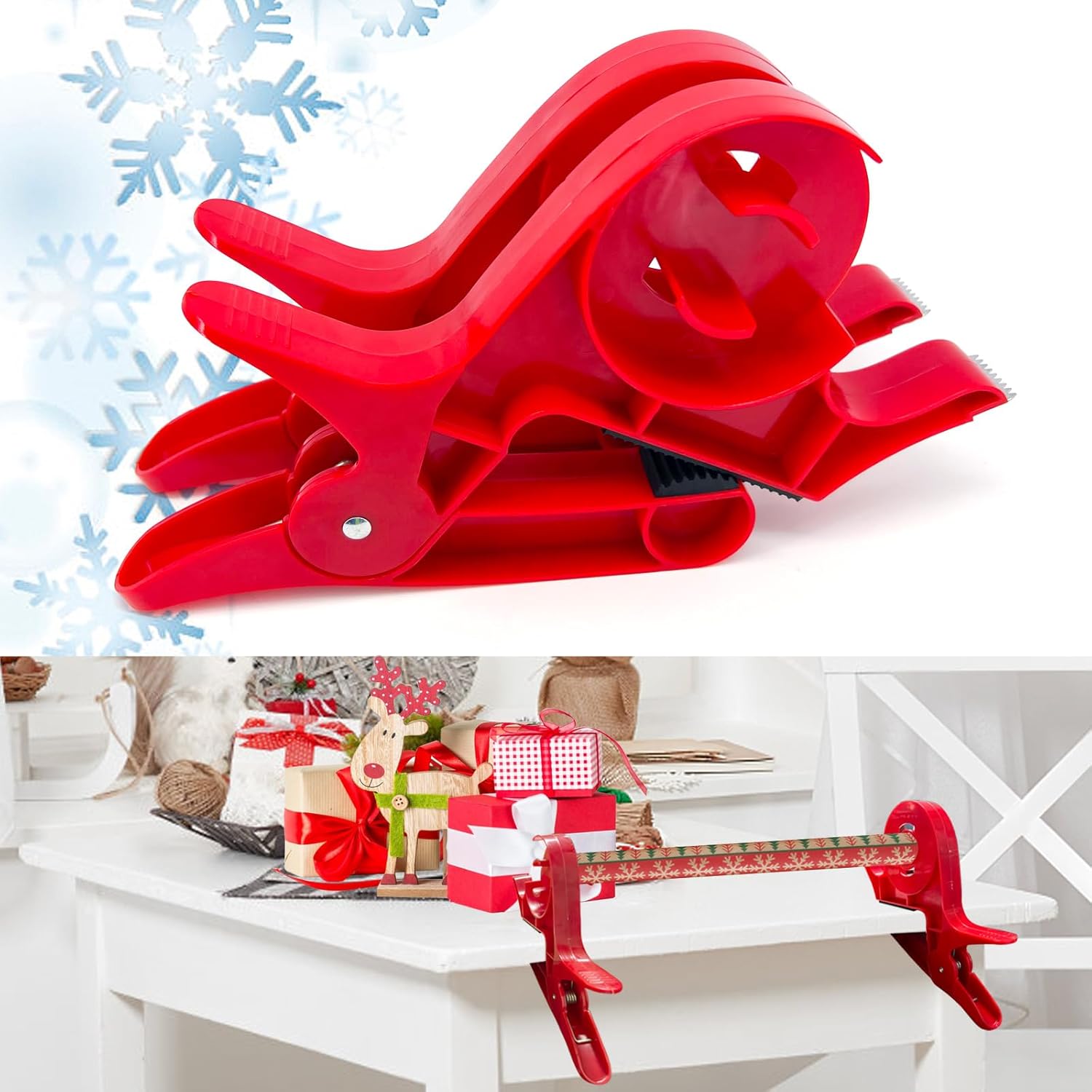 Tape Holder Wrapping, Tape Dispenser, 2Pcs Wrapping Paper Clamps Wrap Buddies, Tabletop Gift