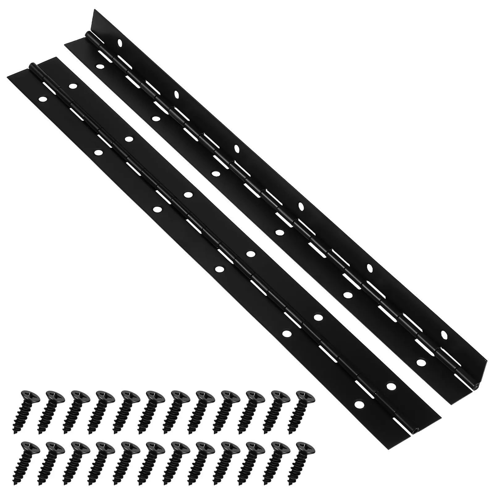 2Pcs Black Heavy Duty Piano Hinges Iron Metal Long Screws Furniture Cabinet Door Hinge for Piano