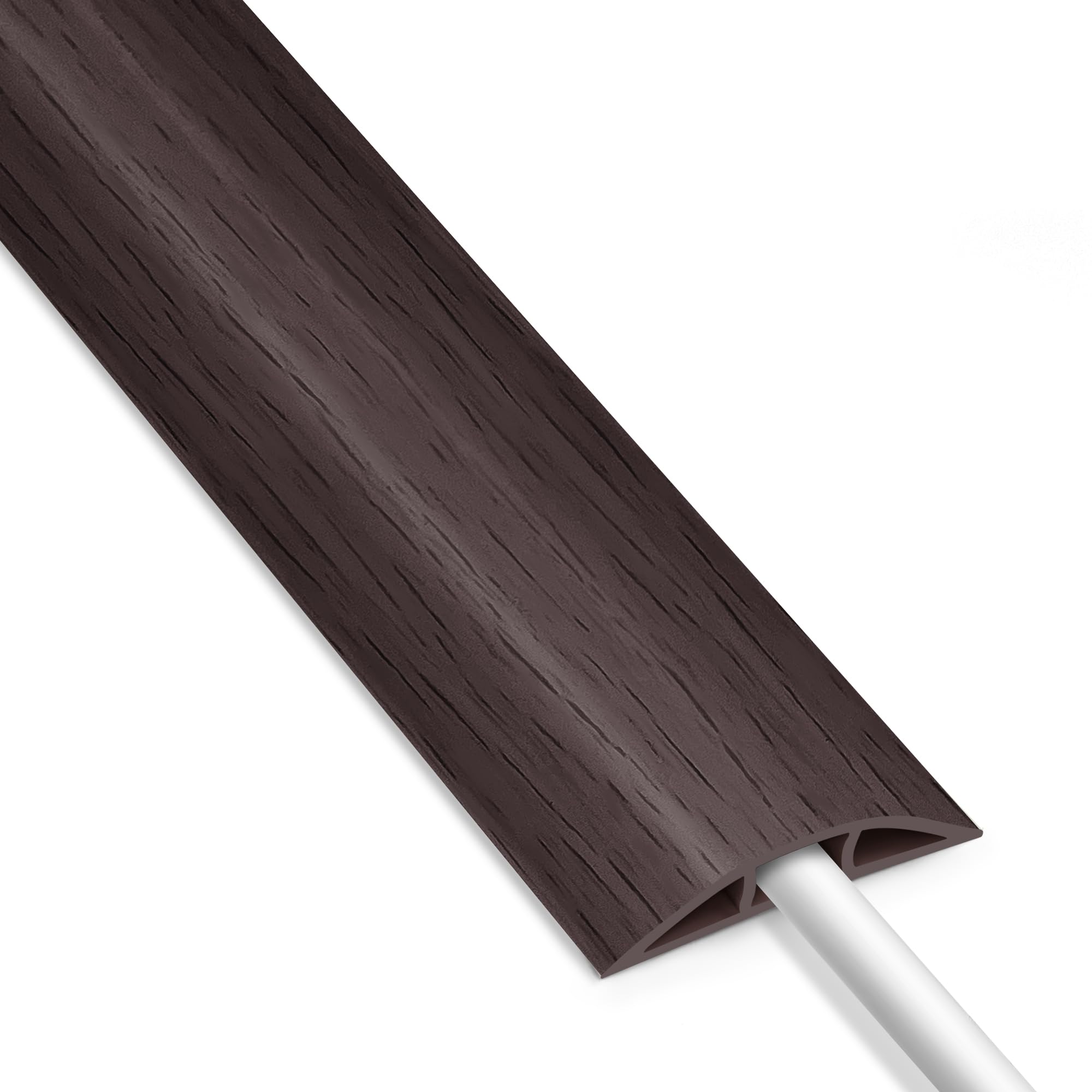 Cord Covers for Wires on Floor 6FT, LZEOY Cord Cover Floor, Wood Black Floor Cable Management, Cable Protector Prevent Cable Trips Floor Cable Covers for Cords, Cable Cavity: 0.47" (W) x 0.24" (H)