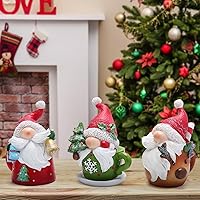 Vista 4 de Hodao 3 piezas decoraciones de gnomos de Navidad, taza de gnomo, figuras de invierno hechas a mano, elfo escandinavo, gnomos Tomte, figuras