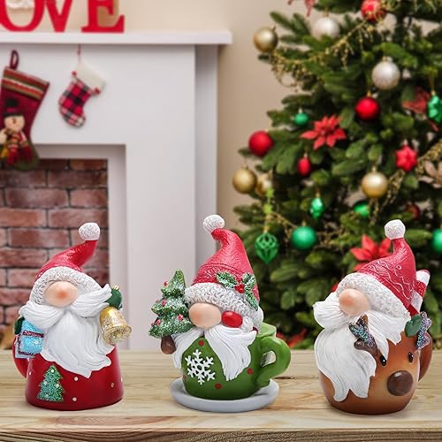 Miniatura 4 de Hodao Decoraciones de gnomos de Navidad, sombrero de Navidad, figuras de gnomos de padre e hijo, decoración hecha a mano, gnomos escandinavos Tomte,