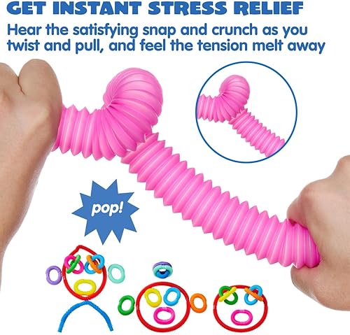 Miniatura 2 de JOYIN Paquete de 9 tubos para reventar, juguetes sensoriales (grandes), juguetes para ansiedad para fiestas  9 colores, aprendizaje creativo y