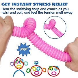 JOYIN 9 Pack Pop Tubes, Sensory Toys (Large) Fidget Toys Party Favors - 9 Colors, Creativity Learning & Fun for Toddler Kids - Perfect for Party, Goodie Bags Stuffers, Classroom School Reward