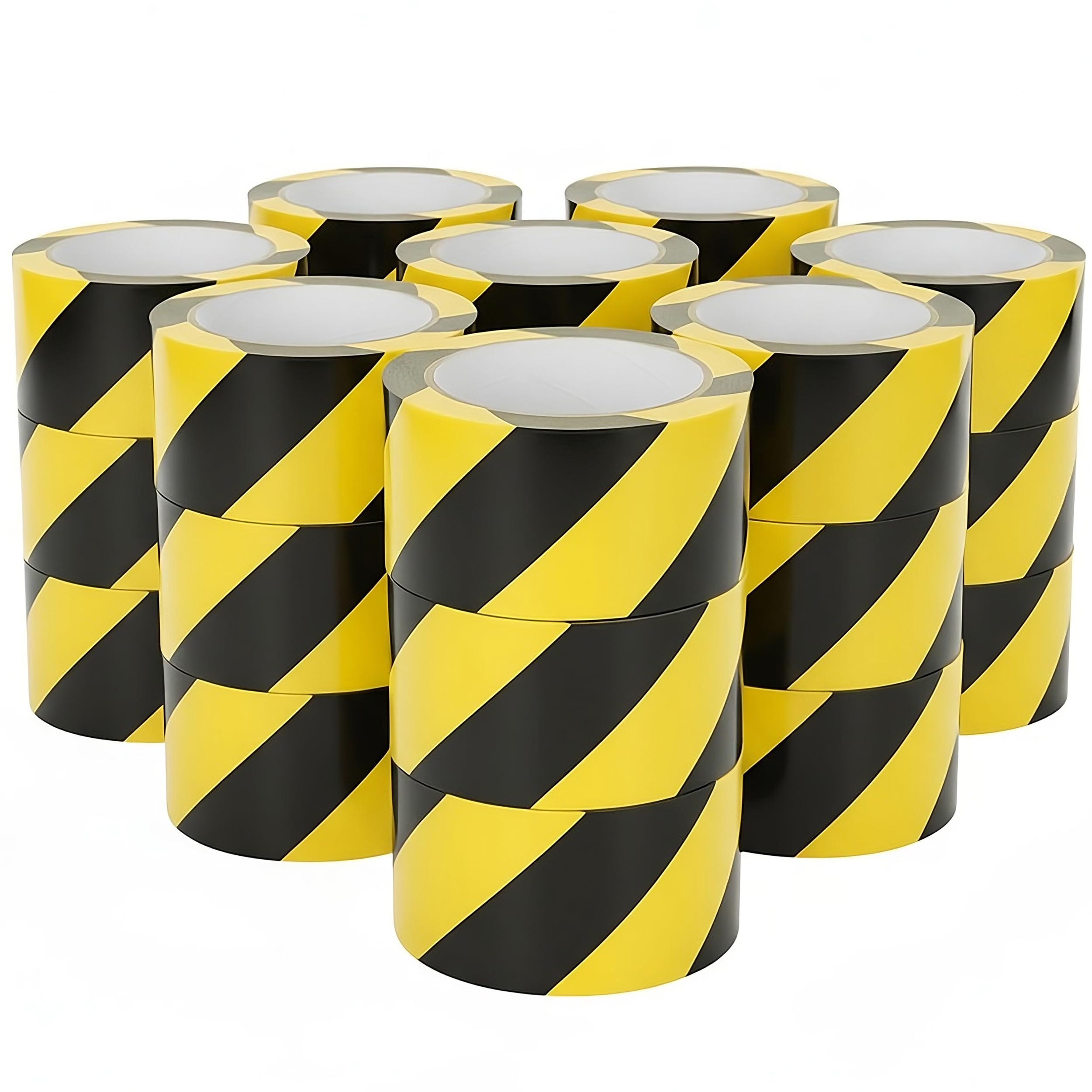 Duccinp Hazard Tape 2 Inch X 108 Feet, Green & White Safety Stripe Tape, Ultra-Adhesive Vinyl Floor Marking Tape For Walls, Floors, & Industrial Areas