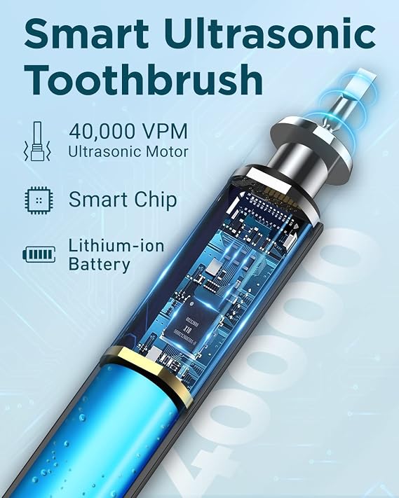 Electric Toothbrush - Sonic Electric Toothbrush for Adults with Wireless Charging Station and 8 Brush Heads, 5 Modes, Sonic Toothbrushes with Travel Case, Brushing Timer