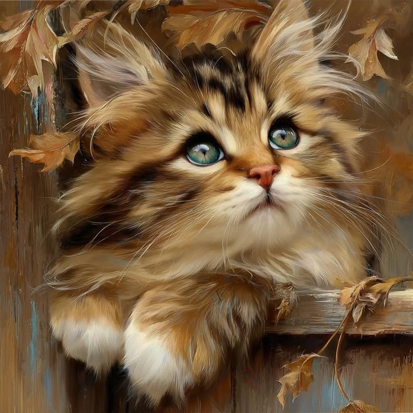 DIY Pear Cat Paint by Numbers Kits Drawing Paintwork on Canvas 20x20cm with Frame Canvas Oil Painting Number Painting for Adults Wall Home Decor