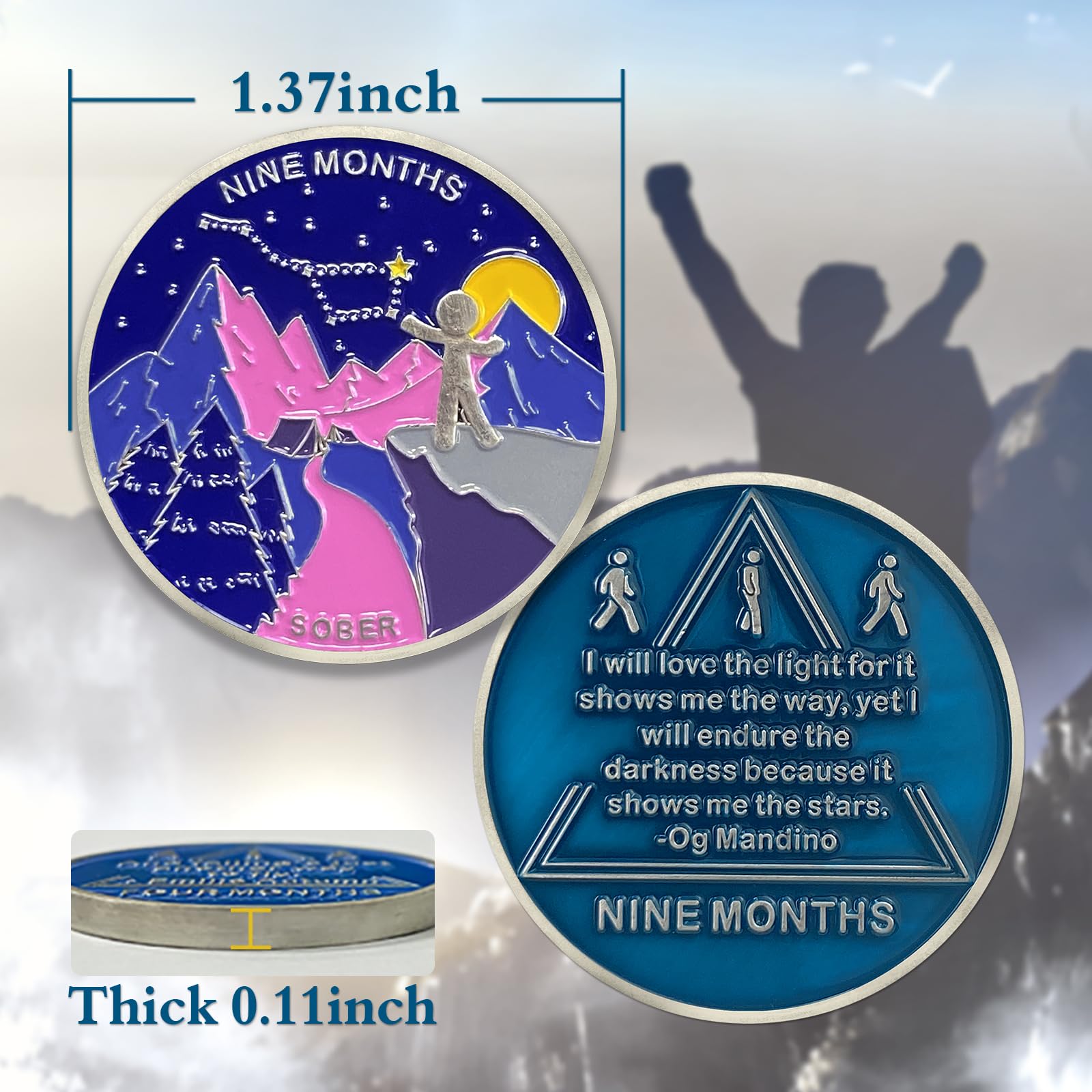 AtSKnSK Moneda de sobriedad de 9 meses Nueve meses AA chips y medallones Regalos de sobriedad para mujeres hombres alcohólicos anónimos adicción recuperación regalo