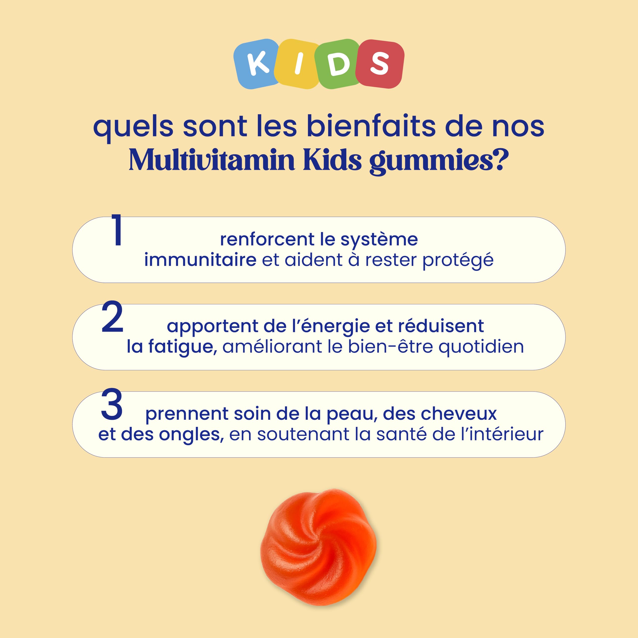 Jelly Pills Gummies Multivitaminées & Minéraux pour Enfants – 70 Gummies Véganes – Sans Sucres Ajoutés – Goût Fraise – A, B, C, D, E, Zinc, Biotine & Acide Folique