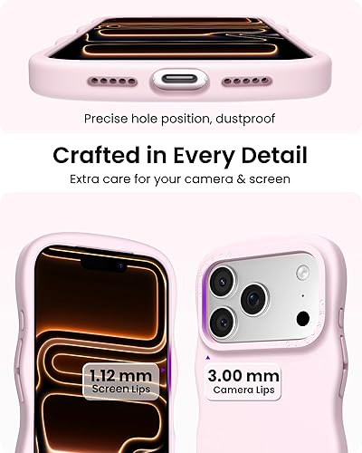 Miniatura 4 de ORNARTO Funda para iPhone 17 Pro de 6.3 pulgadas, silicona líquida ondulada a prueba de golpes con botón de control de cámara, forro de microfibra