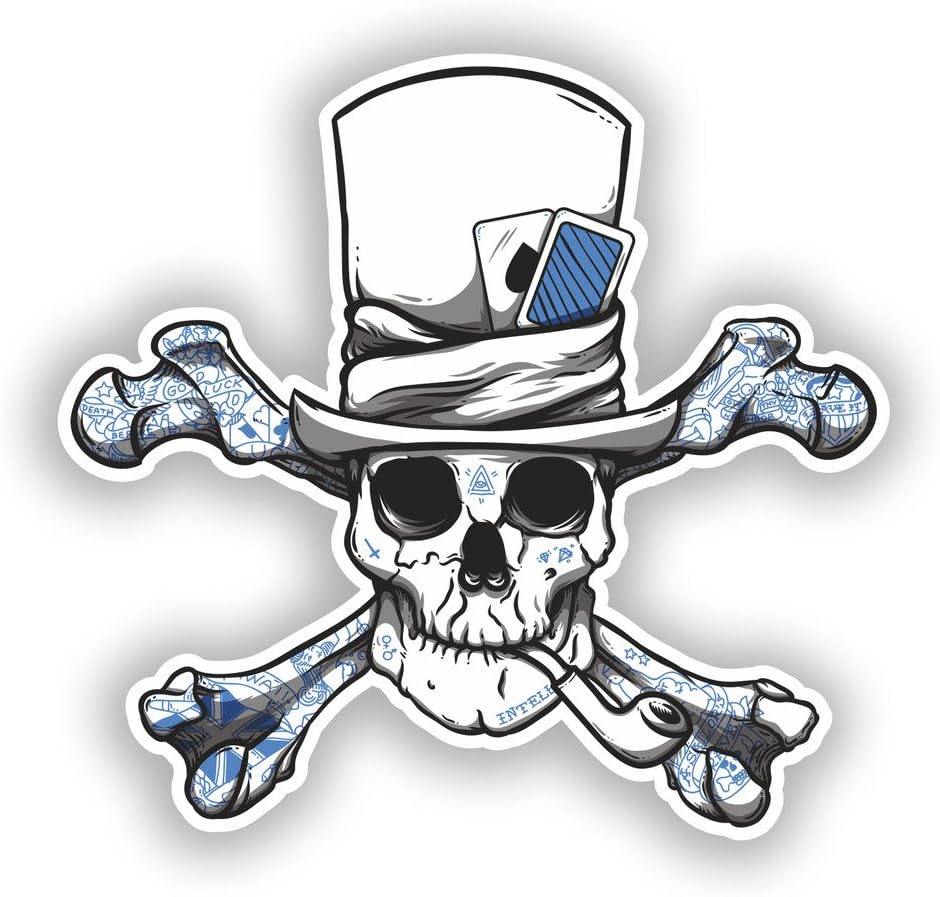 2 x 20cm/200mm Skull and Cross Bones Vinyl Stickers #7695