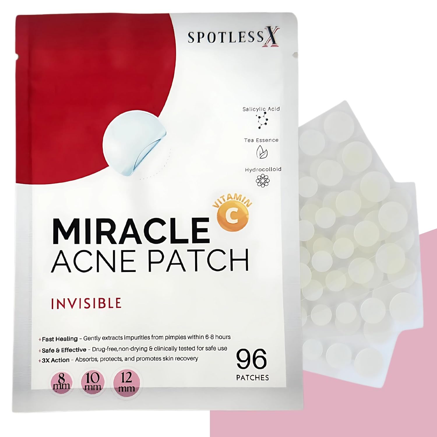 Acne Patch –Invisible Pimple Patches for Face & Body, Miracle Patch with Fast-Acting Hydrocolloid, Salicylic Acid & Tea Tree Oil – Waterproof & Hypoallergenic, 3 Sizes Acne Patch –Invisible Pimple Patches for Face & Body, Miracle Patch with Fast-Acting Hydrocolloid, Salicylic Acid & Tea Tree Oil – Waterproof & Hypoallergenic, 3 Sizes