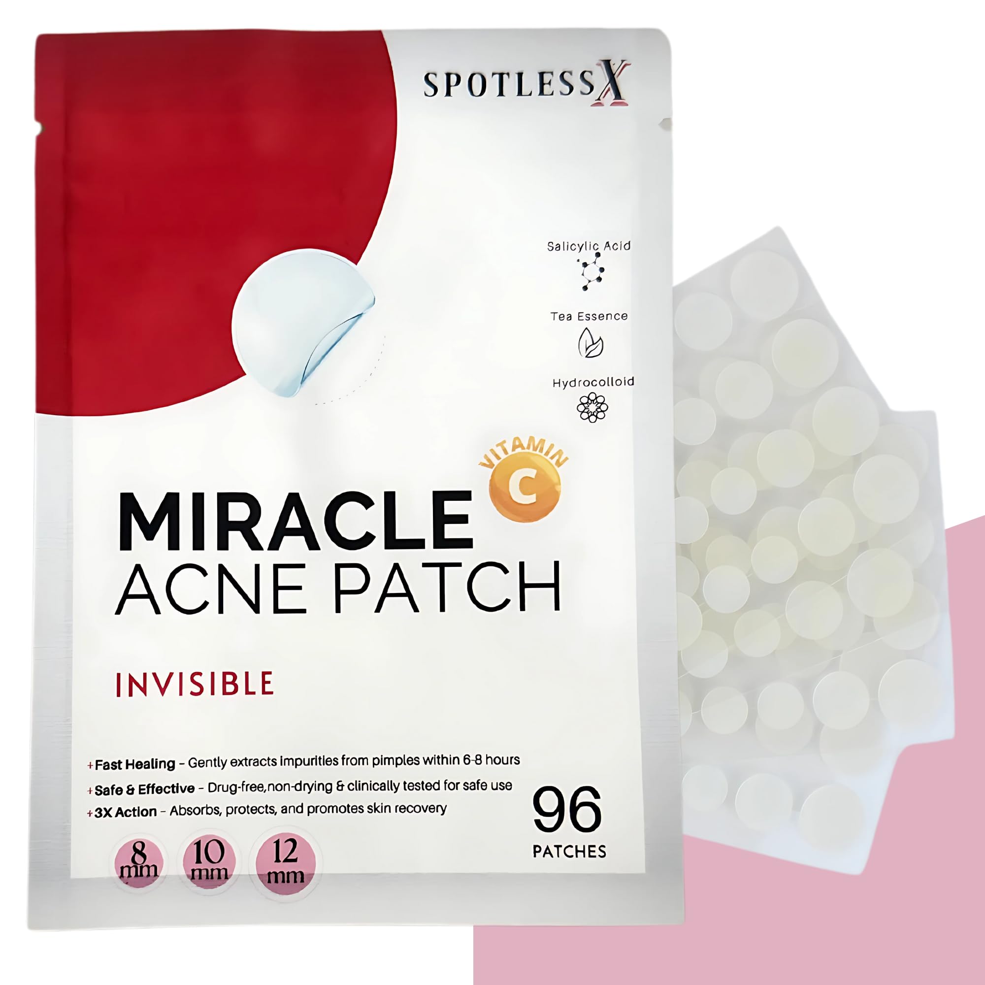 Invisible Pimple Patch Overnight Miracle Patches for Face Body Fast-Acting Zit Stickers Hydrocolloid Acne Treatment with Tea Tree