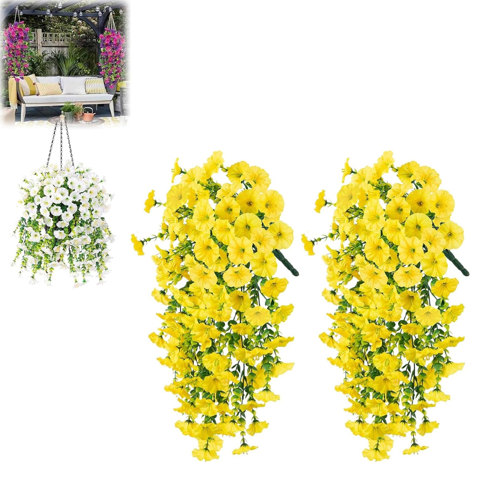 Ysinobear F 2Pcs 75Cm Artificial Hanging Lowers, Uv-Resistant Ake Hanging Plants Lower Bouquet Hanging Vine Plants Drooping Plants Or Wall Home Room Garden Yard Patio Wedding Indoor Outdoor Decoration (F)