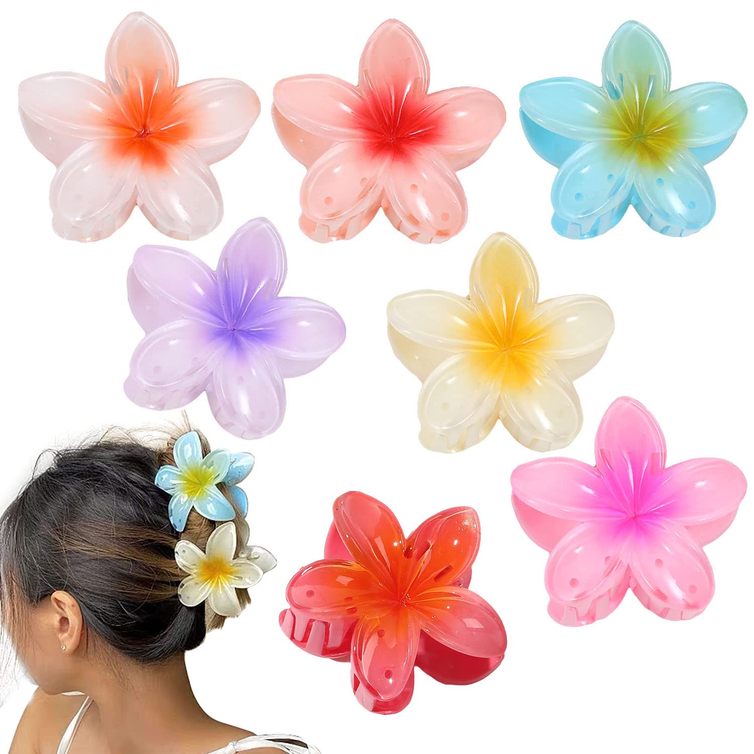 Flower Hair Claw Clips, 7pcs Flower Hairpin Trendy Hairpin