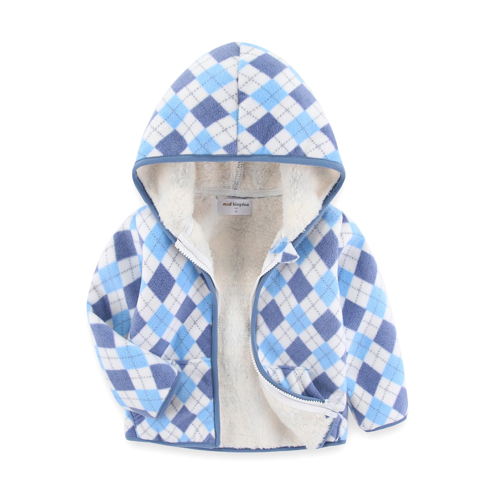 Mud Kingdom Boys Girls Polar Fleece Jacket with Hood Winter Thick Warm Outerwear Funny Cartoon