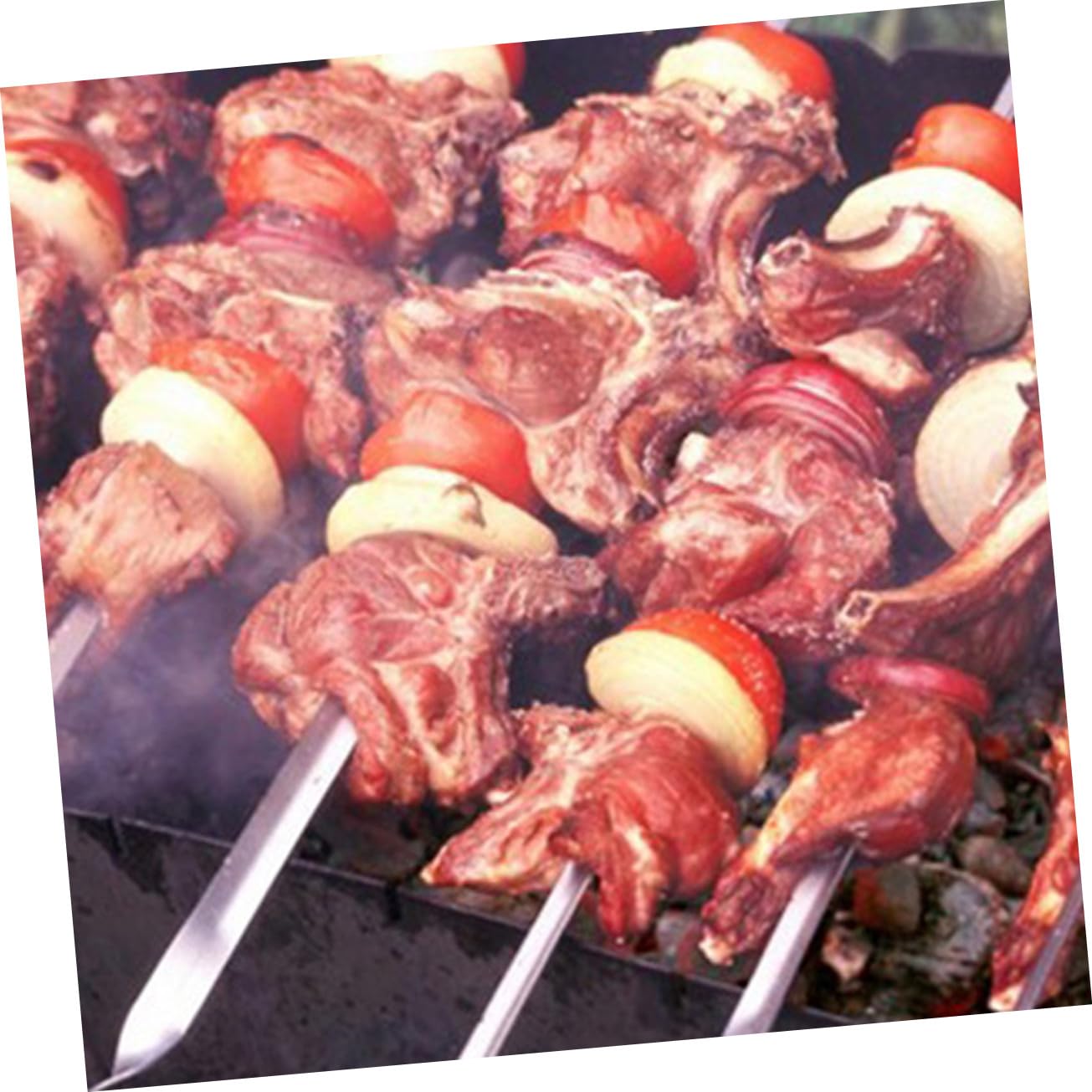 Brochetas de Barbacoa de Acero Inoxidable 45cm 50 Piezas Anchas | Plata, Diseño y Grosor Extra, Pack Reutilizable para Camping y Reuniones en Casa