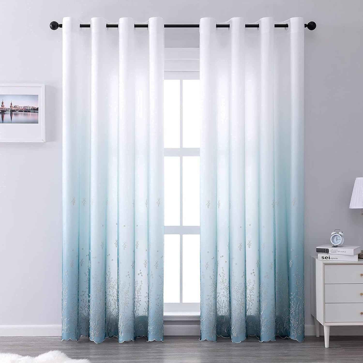 XiDi Gauze/Sheer Curtain 2 Layers Drapes Grommet Gradient