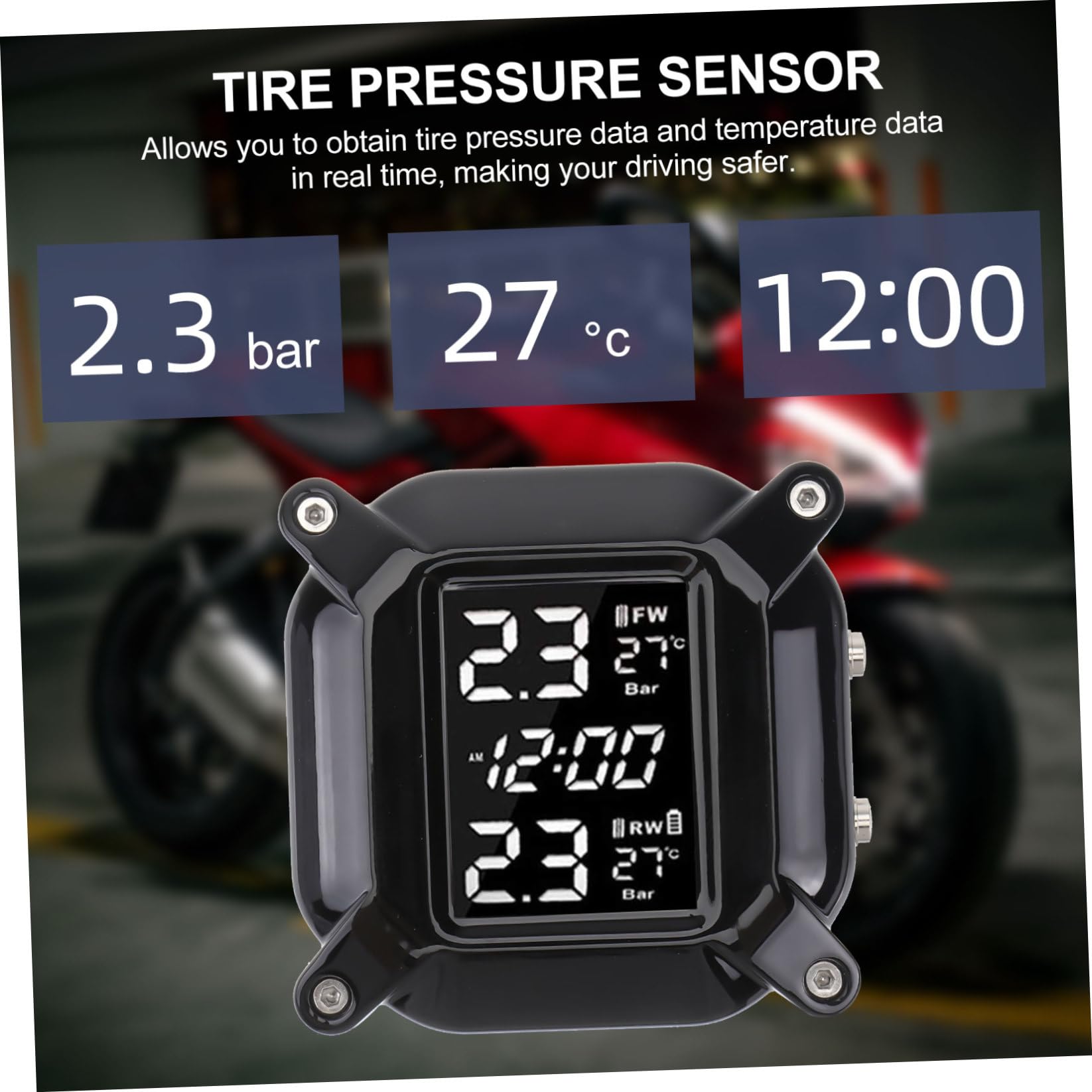 Gatuida De Presión De Neumáticos para Moto, Juego De 1 Unidad, Material Plástico Duradero, Monitor De Presión En Real, Alarma Precisa, Uso Automotriz y Motocicletas