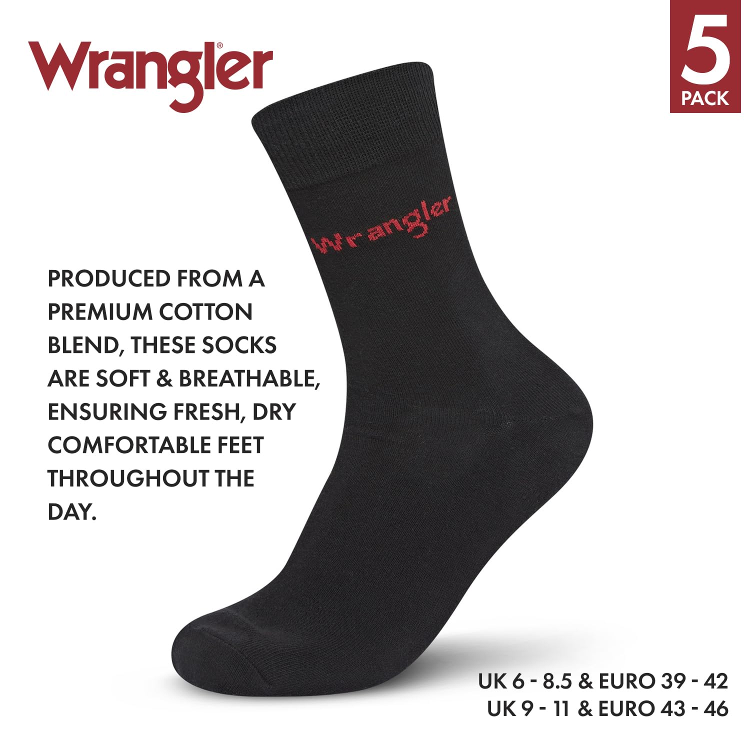 Wrangler Skarpety męskie LEES, Czarny, 5-8.5