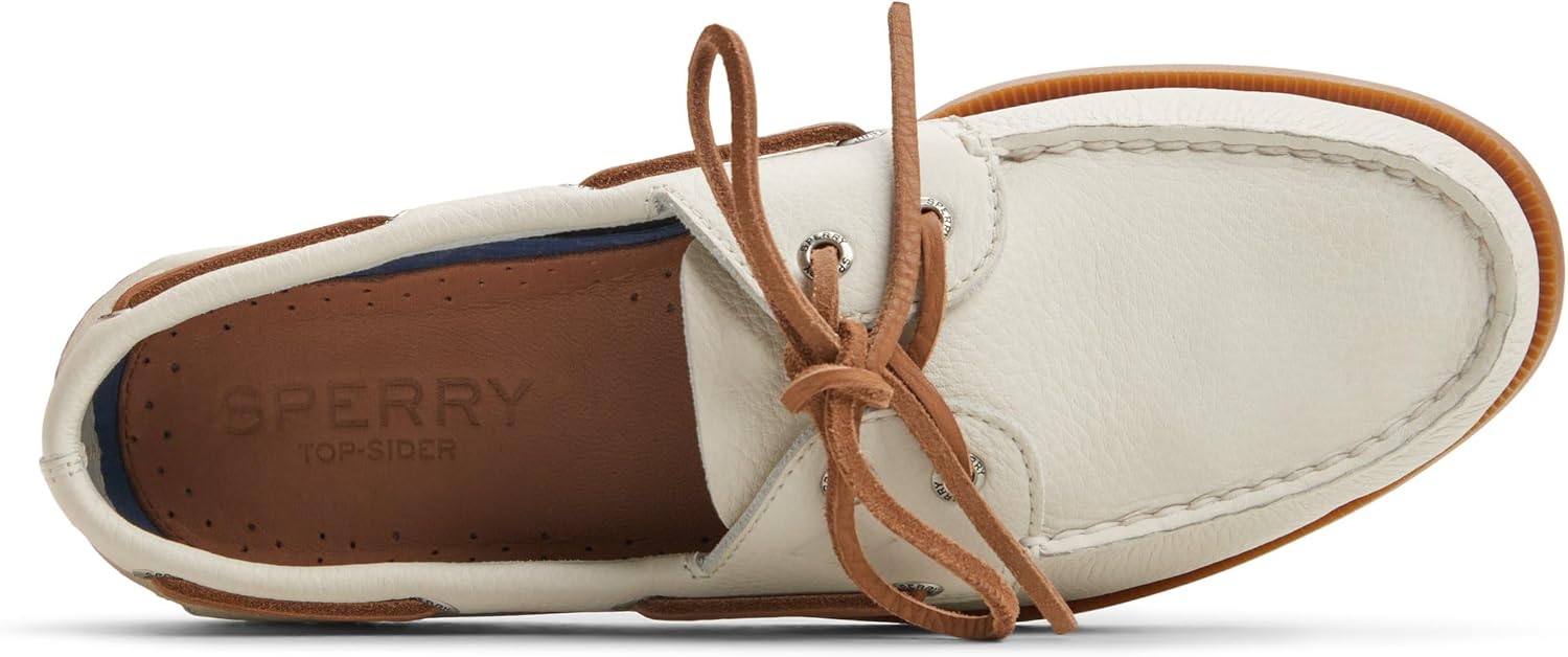Sperry Men's Authentic Original™ 2-Eye Boat Shoe, White Leather, 12, W - Image 5