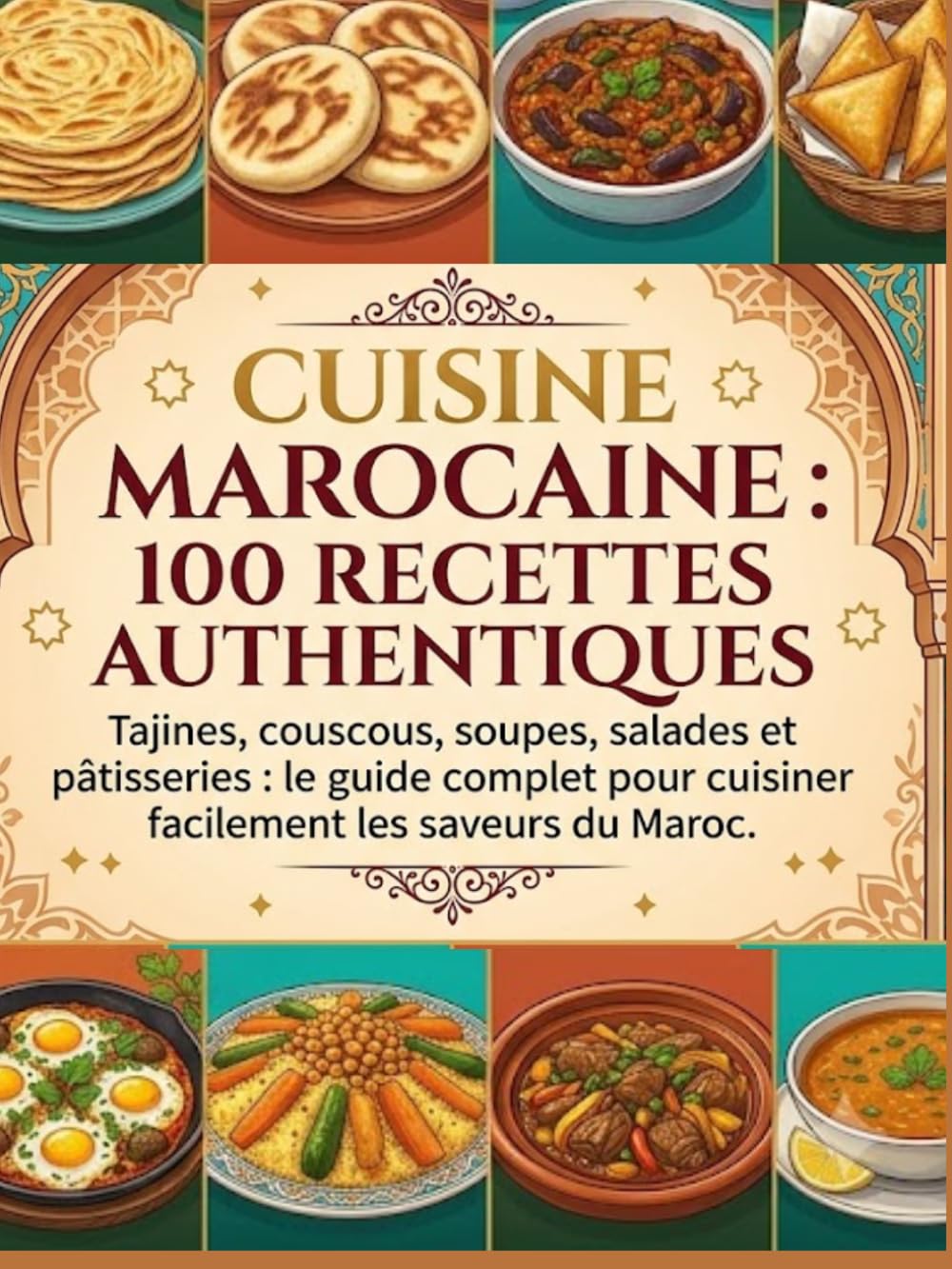 Cuisine Marocaine : 100 Recettes Authentiques: Tajines, couscous, soupes, salades et pâtisseries : le guide complet pour cuisiner facilement les saveurs du Maroc.