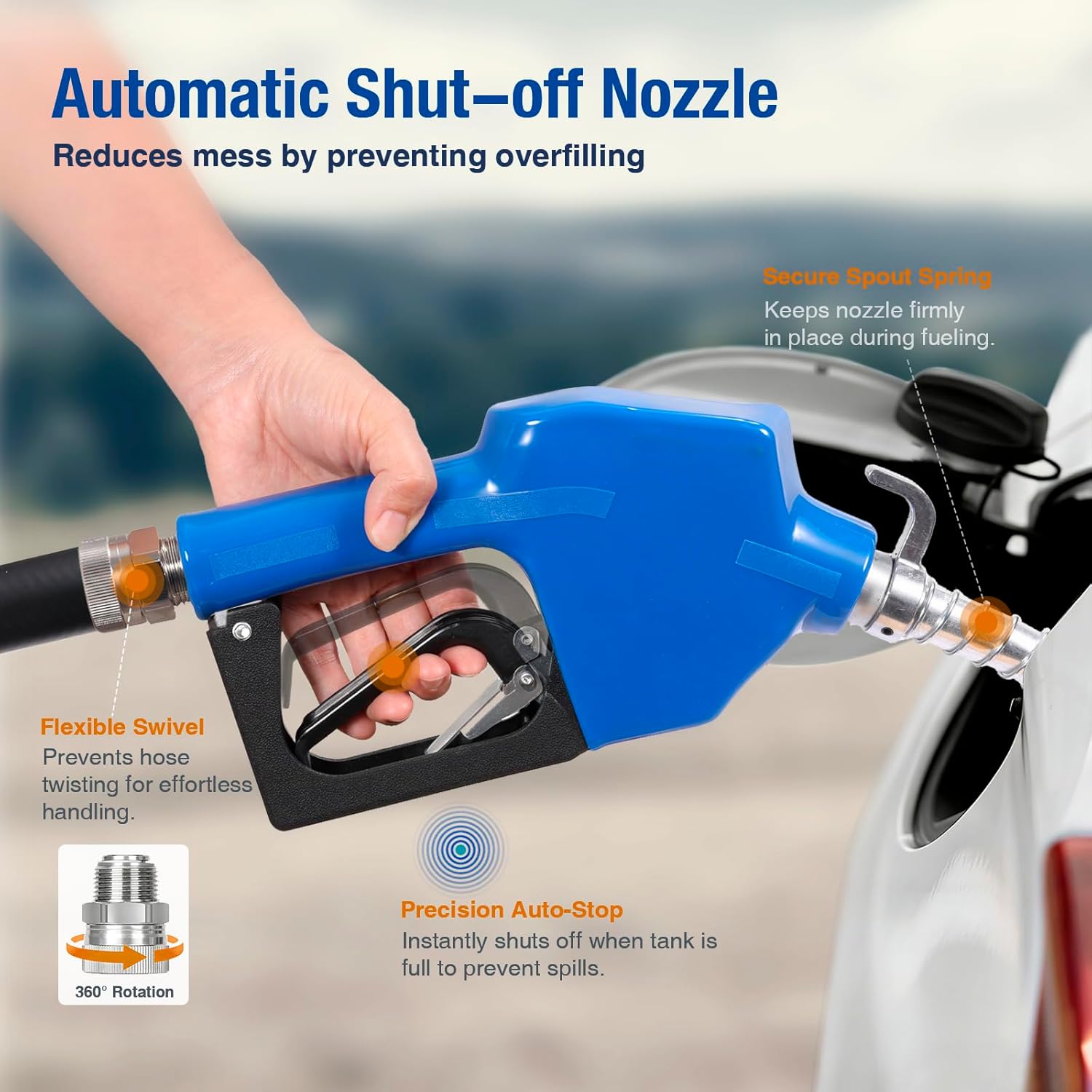 Fuel Transfer Pump 12V 20GPM, Heavy Duty Diesel Transfer Pump for Gasoline & Diesel, Explosion-Proof 12 Volt Transfer Pump Kit with Auto-Shutoff Nozzle, Hose & 2" NPT Mount for Transfer Tank