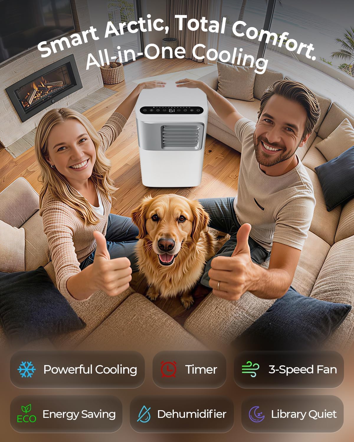 Tragbare Klimaanlage 16.000 BTU, 5-in-1 Smart AC-Gerät, ideal für große Räume bis zu 750 m², schnelle Kühlung & Luftentfeuchter